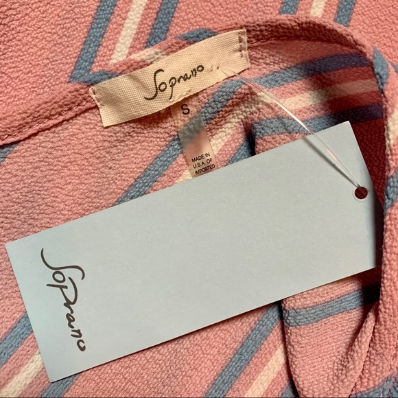 NWT Pink, White & Blue Striped Cutout Choker Top - Picture 7 of 8